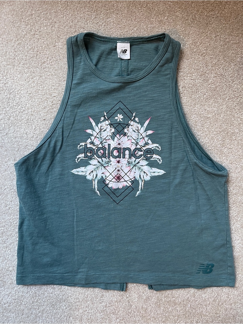 New Balance Teal Floral 'Balance' Graphic Tank